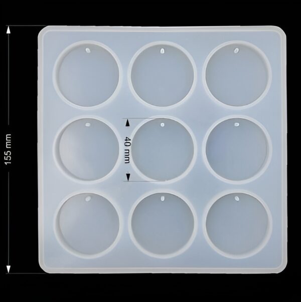 2 Inch, 9 Cavity Round Pendant Mould