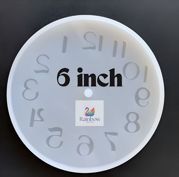 6 Inch, 10mm Round Number Clock Silicone Moulds