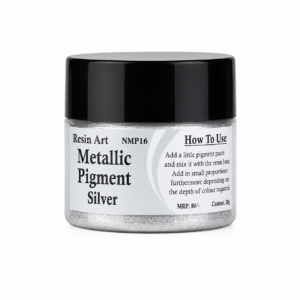 Silver Metalic pigment paste in small jar with a black lid