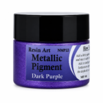 Dark Purple metallic pigment paste in a small jar with a black lid, displayed on a white background for epoxy resin. projects.