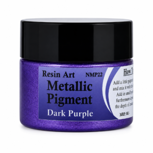Dark Purple metallic pigment paste in a small jar with a black lid, displayed on a white background for epoxy resin. projects.