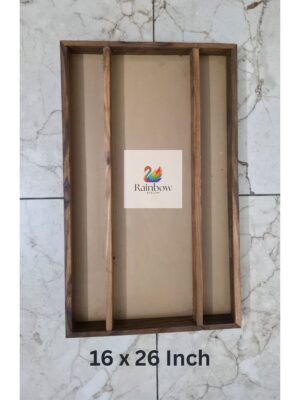 16 x 24 inch with 15 Mm Wall Thickness, 3-Partition Premium Teakwood Crafted from high-quality teakwood with acrylic Base.