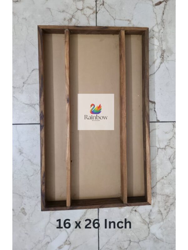 16 x 24 inch with 15 Mm Wall Thickness, 3-Partition Premium Teakwood Crafted from high-quality teakwood with acrylic Base.