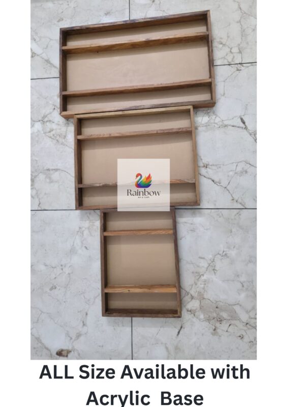 16 x 24 inch with 15 Mm Wall Thickness, 3-Partition Premium Teakwood Crafted from high-quality teakwood with acrylic Base.