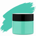 Jade Green pigment in a plastic jar with a black lid . suitable for resin art, epoxy crafts, and DIY projects.