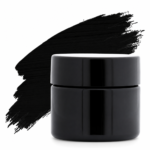 Jet Black pigment in a plastic jar with a black lid . suitable for resin art, epoxy crafts, and DIY projects.