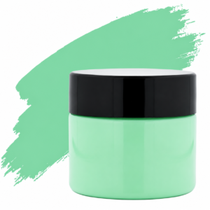 Pastel Green pigment in a plastic jar with a black lid . suitable for resin art, epoxy crafts, and DIY projects.
