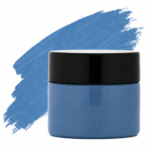 Smoke Grey pigment in a plastic jar with a black lid, displayed with a blue-grey paint brush stroke background, suitable for resin art, epoxy crafts, and DIY projects.
