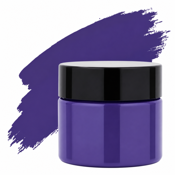 Wild Purple pigment in a plastic jar with a black lid . suitable for resin art, epoxy crafts, and DIY projects.